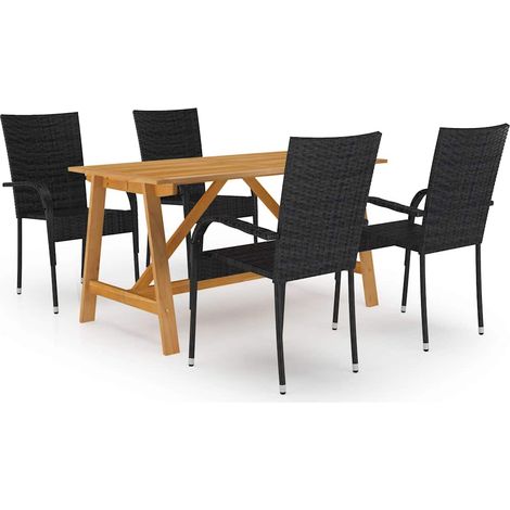 vidaXL 5 Piece Garden Dining Set Black (1/5)