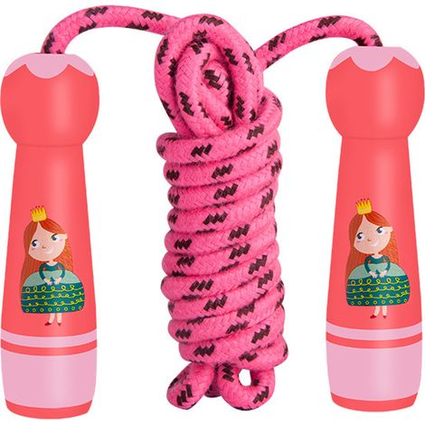 Corde à Sauter Enfant - Corde en Coton Réglable avec Poignées en Bois - Pour Entraînement Physique et Activités Extérieures - 1 Pièce (1/5)