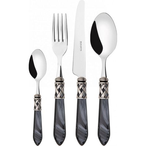 ALADDIN Ghiera Argento Anticato, Posate Set 16 pz, Scatola con