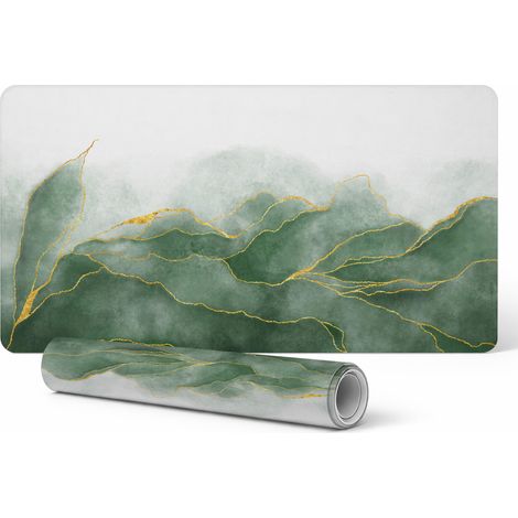 Alfombrilla protectora para escritorio/mesa, dise帽o de olas verdes, 120x60 cm.