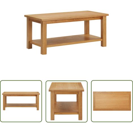 The Living Store - Table basse 90x45x40 cm Bois de chêne massif (1/5)