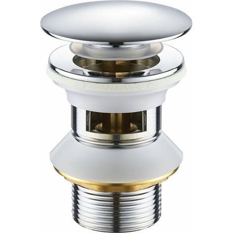 Pop Up Automatique avec Trop Plein Bonde de Vidage Push Open Pour Lavabo en Cuivre Chromé Pop-up évier Lavabo, Ensoleillé