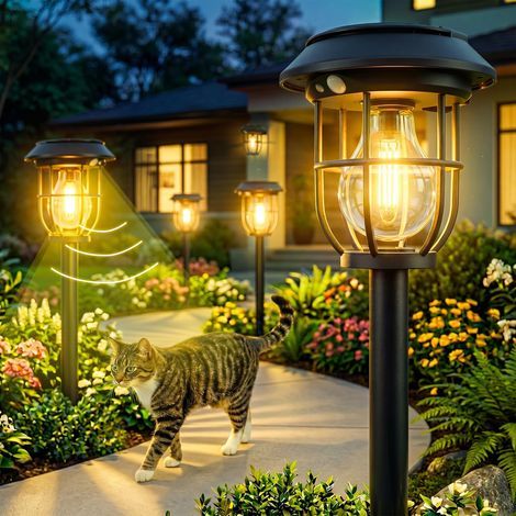 LED Solar Gartenlampen, 8er Set Außenbeleuchtung mit Bewegungssensor, 3 Modi, Wasserdicht für Weg und Hof (1/5)