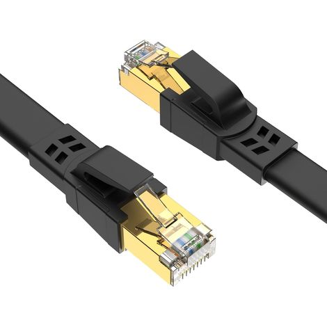 Cat 8 Câble Ethernet 3m – Câble Réseau 40Gbps 2000MHz Plat STP RJ45 LAN Câble Compatible avec Routeur Modem Switch - Noir (1/5)