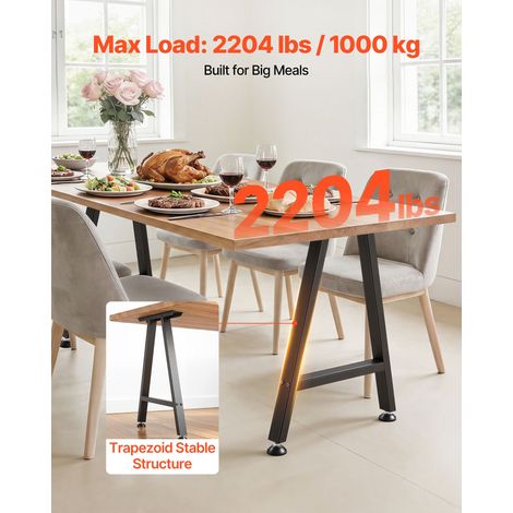 Pieds de Table Trapézoïdaux 740x550 mm Lot de 2, Pieds de Bureau en Acier au Carbone, Charge Max. 1000 kg pour Bureau, Table à Mang… (1/5)