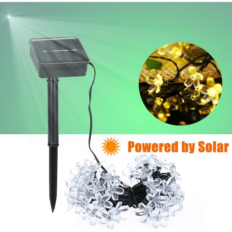 Solar-Lichterkette, 7 m, 50 LEDs, Pfirsichblüten-Design, 8 Modi, warmweiß, für Partys, Garten, Zuhause, Festdekoration (1/5)