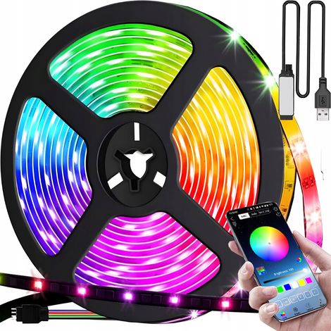 Bande LED RGB 3 m – Bande LED étanche avec Bluetooth, application et télécommande