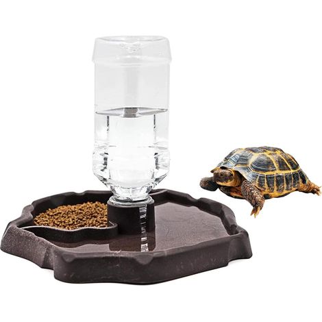 1 Distributeur d'eau 2 en 1, Plastique, Séparation eau nourriture, Automatique, Pour tortues hamsters reptiles