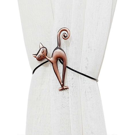 Embrasses de rideaux magnétiques en alliage, forme chat, mini, pour une utilisation polyvalente. Fournitures pour la maison. (1/5)