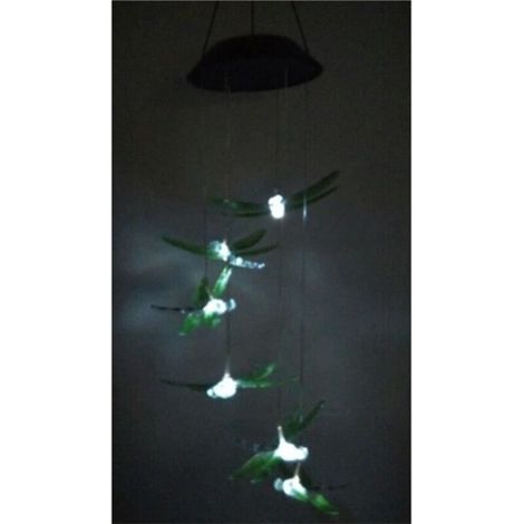 Solaire Mobile LED Lumière Changeante Carillon à Vent Libellule Pendentif Cloches Éoliennes pour Jardin