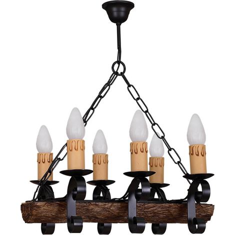 Lampara 6xe27 tronco negro/marron regx50x35 cm (1/2)