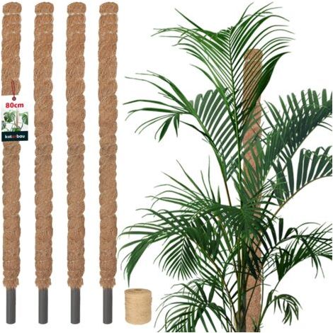 4 pcs Tuteur Plante - Tuteur Coco - ⌀ 2.5 x 80 cm - Fibre de Coco - Tuteurs pour Monstera - Marron - pour Plantes Grimpantes-NANOTEH (1/5)