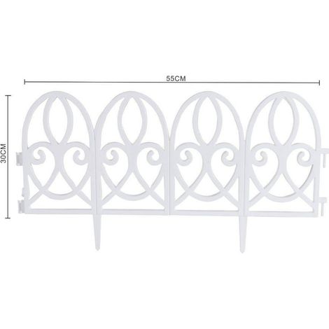 TRADE SHOP - Recinzione Per Giardino Steccato Bordo Bianco Prato In Polipropilene Dim 30x55cm -