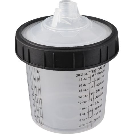 Lot de 122 gobelets jetables pour mélange de peinture, comprenant un joint d'étanchéité, une doublure et un système de couvercle, d'une capacité de 0 à 600 ml / 0 à 20,3 oz (1/5)