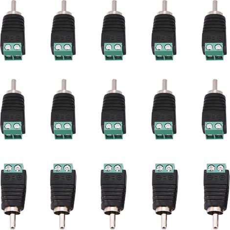15 Pièces Connecteur RCA Mâle vers Bornier à Vis pour Audio/Video - Adaptateur