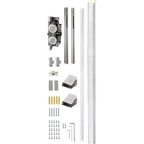 Kit de Rails for Porte coulissante dissimulée, for Porte de Grange, butée bidirectionnelle, Accessoires for Portes de 700 à 1500 mm de Large.(1.2m Track Set) (1/5)