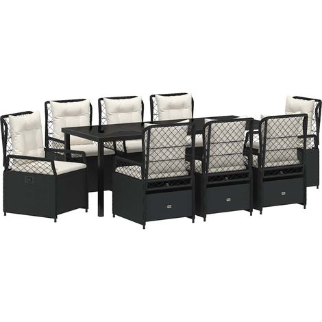 Maison Exclusive - Set da Pranzo per Giardino 9 pcs Nero polyrattan