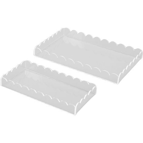 Lot de 2 plateaux de toilette élégants et multifonctionnels en acrylique transparent, décoratifs et parfaits pour la salle de bain, la chambre ou la cuisine. (1/5)