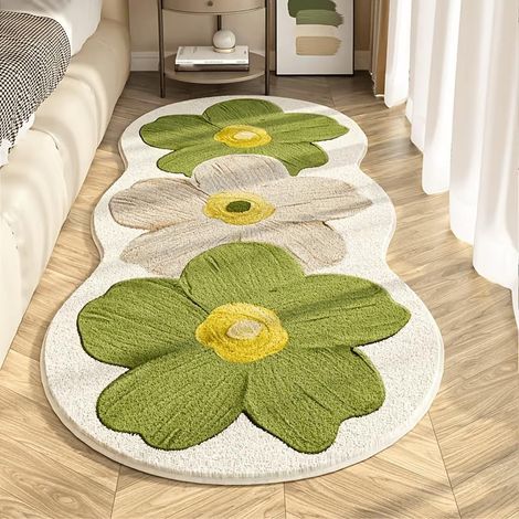 Tapis Fleur Transparent Effet Cachemire Imitation 50x120 cm– Moelleux et Doux, Tapis Décoratif Luxe Léger pour Chambre, Salon, Couloir, Bureau et Dressing, Base Antidérapante (1/5)