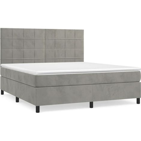 Maison Exclusive - Giroletto a Molle con Materasso Grigio Chiaro 160x200cm Velluto