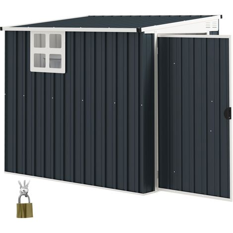 Cabane de Jardin en Acier 1,2x1,9m avec Porte Verrouillable et Aérations, Gris Foncé