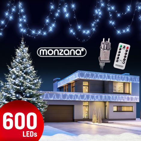 MONZANA® Guirlande lumineuse 200/400/600 LED avec télécommande minuteur décoration de Noël illumination éclairage fêtes 60m kaltweiß - schwarzes Kabel (de)
