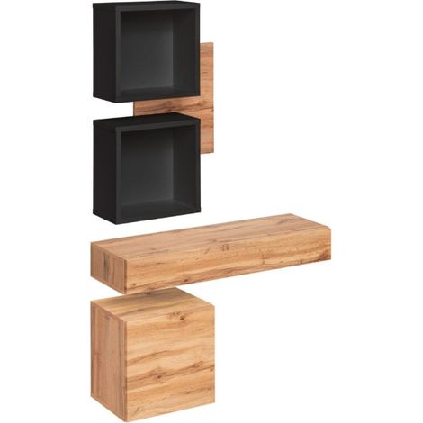 Ensemble Meubles Muraux "Easy" 100cm Noir (1/5)