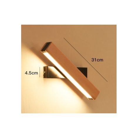 Applique Murale LED, 6W luminaire mural interieur en bois 360° Rotatif,  Blanc froid Lampe de Mur pour Chambre, Salon, Bureau, Couloir,Dia 31CM [Classe énergétique E]（le noir）