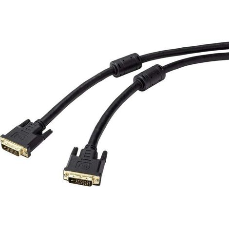 Câble de raccordement Trywise DVI Fiche mâle DVI-D 24+1 pôles, Fiche mâle DVI-D 24+1 pôles 5.00 m noir RF-4695146 blindage double, avec noyau e Y143422
