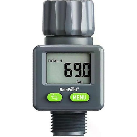 Compteur de débit d'eau numérique pour camping-car (L/Gal) pour robinet 3/4, tuyau d'arrosage extérieur, mesure de la consommation d'eau et d'irrigation (1/5)