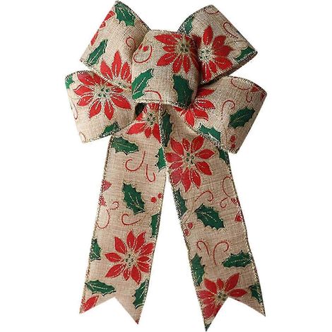 Couronne de Noël avec nœud décoratif, breloque multifonctionnelle, grand nœud de Noël, décorations de Noël pour la porte d'entrée ou la maison.-Flower (1/5)
