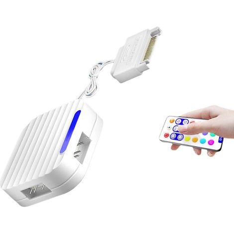 Miniatur-ARGB-Hub mit 3 Ports, Splitter, SATA-Netzteil 5V, 3-Pin, Magnethalterung und Fernbedienungstaste, PC-ARGB-Effekte, Weiß (Weiß) (1/5)