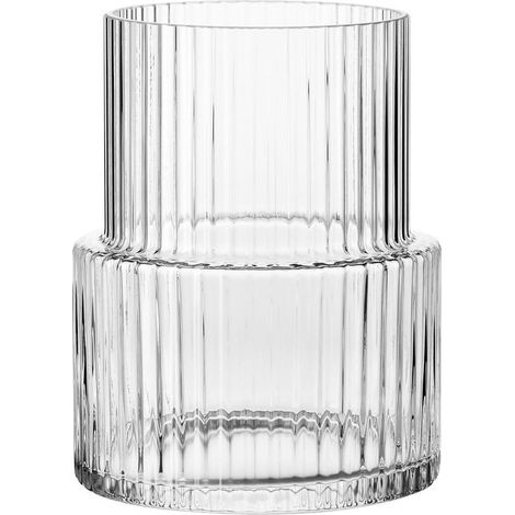 Vase en verre strié scintillant - 18 cm - Design élégant et moderne - Idéal pour compositions florales et décoration intérieure (1/5)