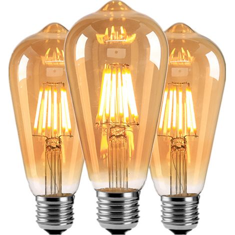Lot de 6 Ampoules LED 6W Edison Vintage E27 - Ampoule à filament ST64 2700K Blanc Chaud - Equivalent à Ampoule Incandescente 48W (1/3)