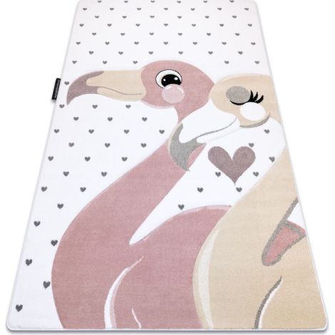 Carpet PETIT FLAMINGOS HEARTS cream beige 180x270 cm
