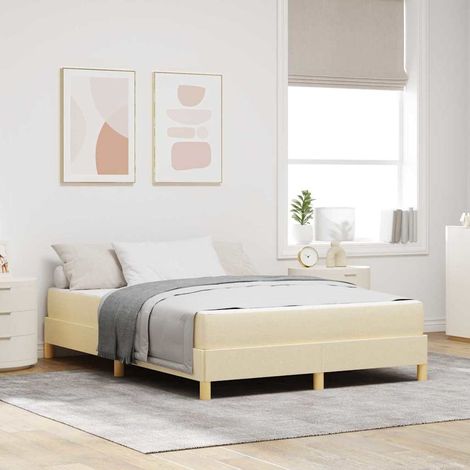 vidaXL Boxspringbett mit Matratze Creme 140 x 190 cm Stoff (1/5)