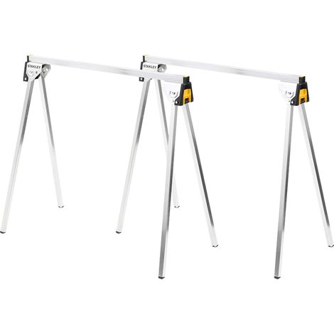 Stanley – Tréteaux en métal gris STST813371 – Capacité de charge 450 kg – Dimensions 85,5 x 73,6 cm – Pliables pour transport facile