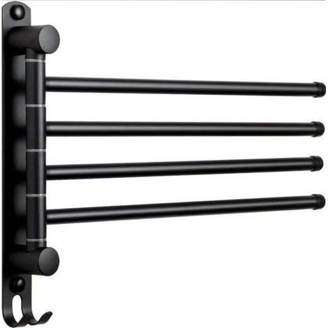 Porte-Serviettes Salle de Bain avec 4 Barres 180°Rotatives Sèche-Serviettes en Acier Inoxydable SUS304 Porte Serviette Murale pour (1/4)