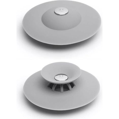 Badewannenstöpsel – Silikon – Haarfilter – 2 Stück – Grau (1/5)