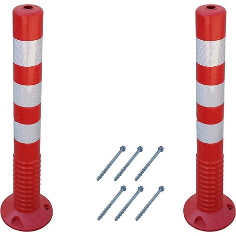 FP-80Sx2 Verkehrspfosten, 75 cm, flexibler Kunststoff, Rot (2 Stück)