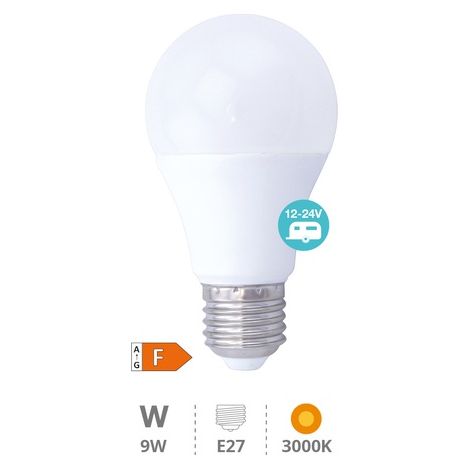 Bombilla LED estandar 9W E27 2700K 24V 806lm