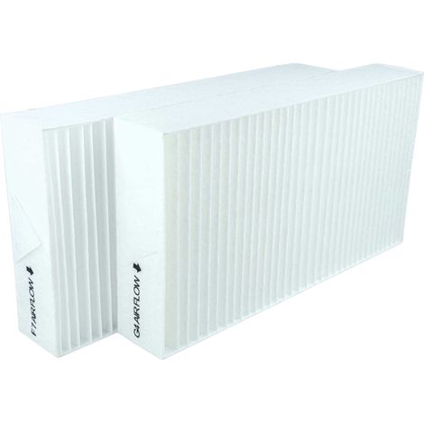 vhbw set di 2x filtri compatibile con Bosch Vent 5000C HR230W, 5000 C HR 140 W sistema di ventilazione - Filtri G4 / F7, 27 x 15 x 4,6 cm, bianco (1/4)