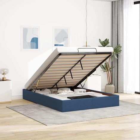 Cadre de lit ottoman sans matelas-Structure de lit bleu 140x200 cm tissu 571054 (1/5)