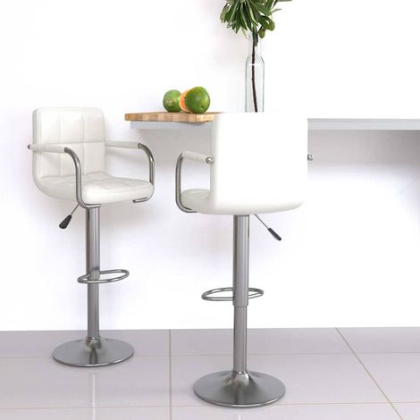 vidaXL Taburetes de cocina 2 unidades cuero sintético blanco (1/5)