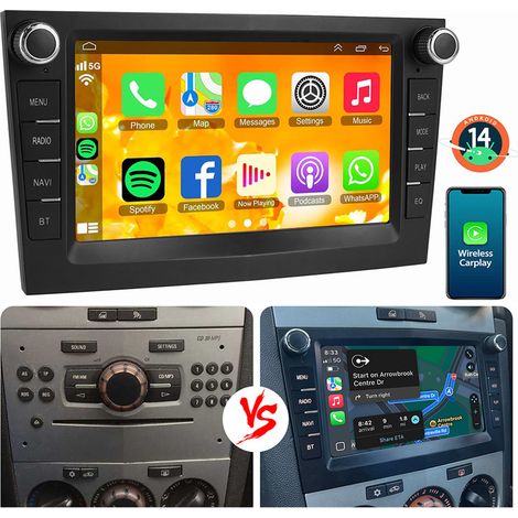1+32G pour Opel Corsa C/D Zafira B Astra G H Vivara Combo Signum Vivaro Android 14 Autoradio Carplay noir