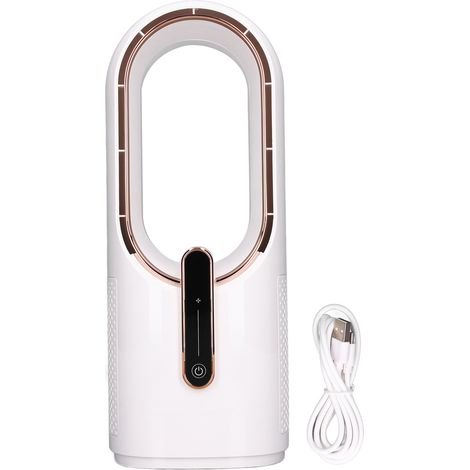 Mini ventilateur sans pales avec 3 vitesses de refroidissement, commande tactile, rechargeable par USB, pour chambre ou bureau. (1/5)