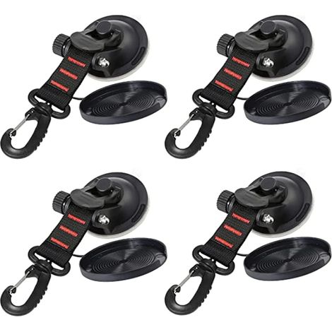Dieses vierteilige Camping-Set mit Saugnäpfen beinhaltet Saugnapf-Anker, leistungsstarke Saugnapf-Haken, Saugnäpfe mit Haken und multifunktionale Saugnapf-Haken und eignet sich für Automarkisen, Zelte