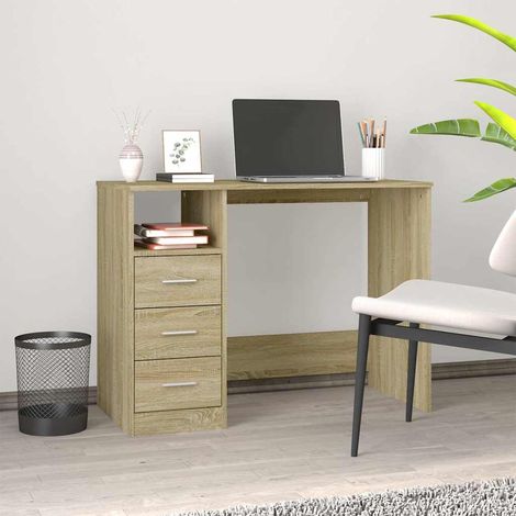 vidaXL Escritorio cajones madera contrachapada Sonoma 102x50x76 cm (1/5)