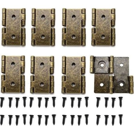 Lot de 8 charnières de porte pliantes style rétro avec vis de montage Bronze (1/5)