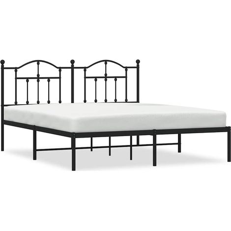 Maison Exclusive - Cadre de lit métal sans matelas et tête de lit noir 160x200 cm (1/5)